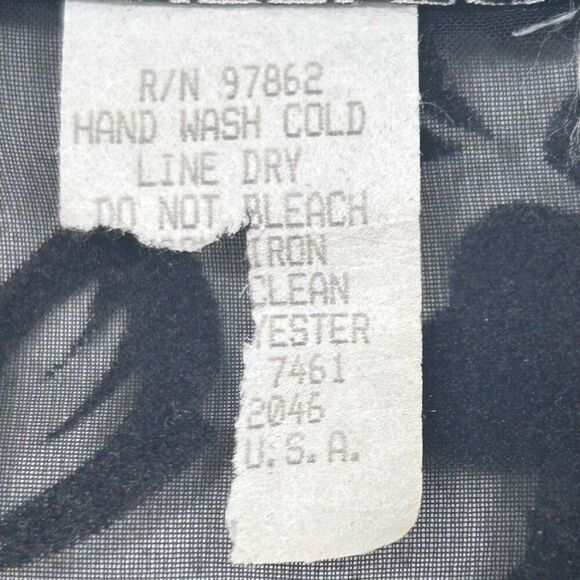 Vintage Truffles Blouse Womens Medium Black Jacquard Velvet Burnout Floral Sheer - Picture 8 of 10